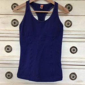 Lucy workout top with built in bra dark blue
